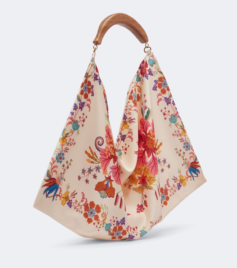 Scarf Medium floral satin tote bag