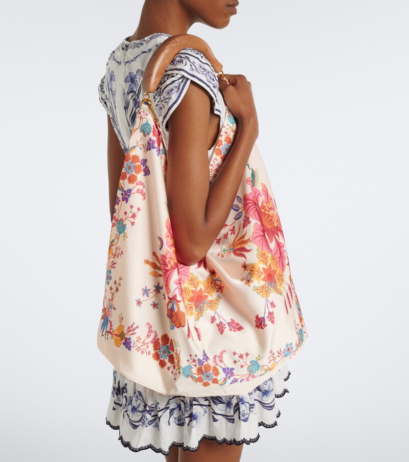 Scarf Medium floral satin tote bag