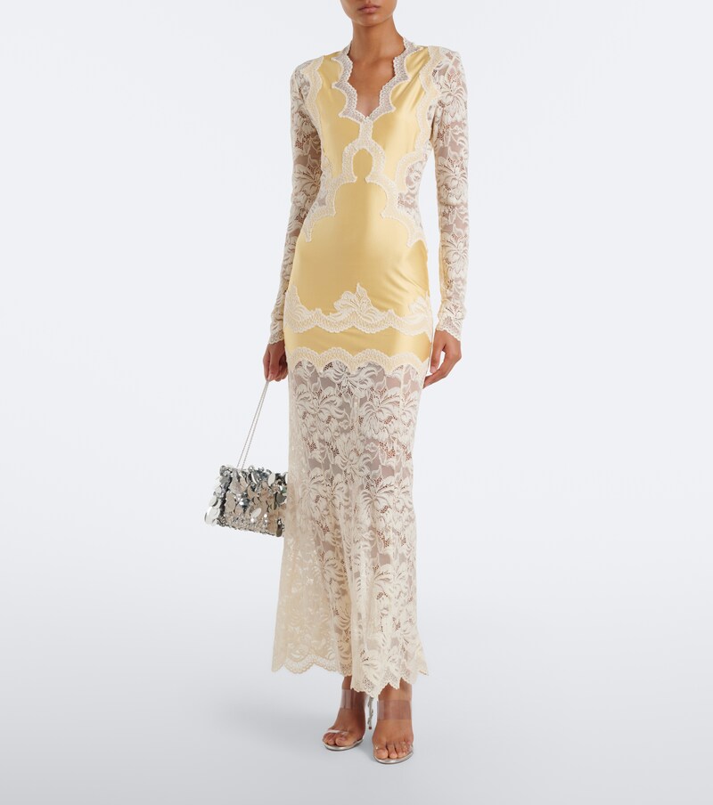 Lace and satin maxi dress