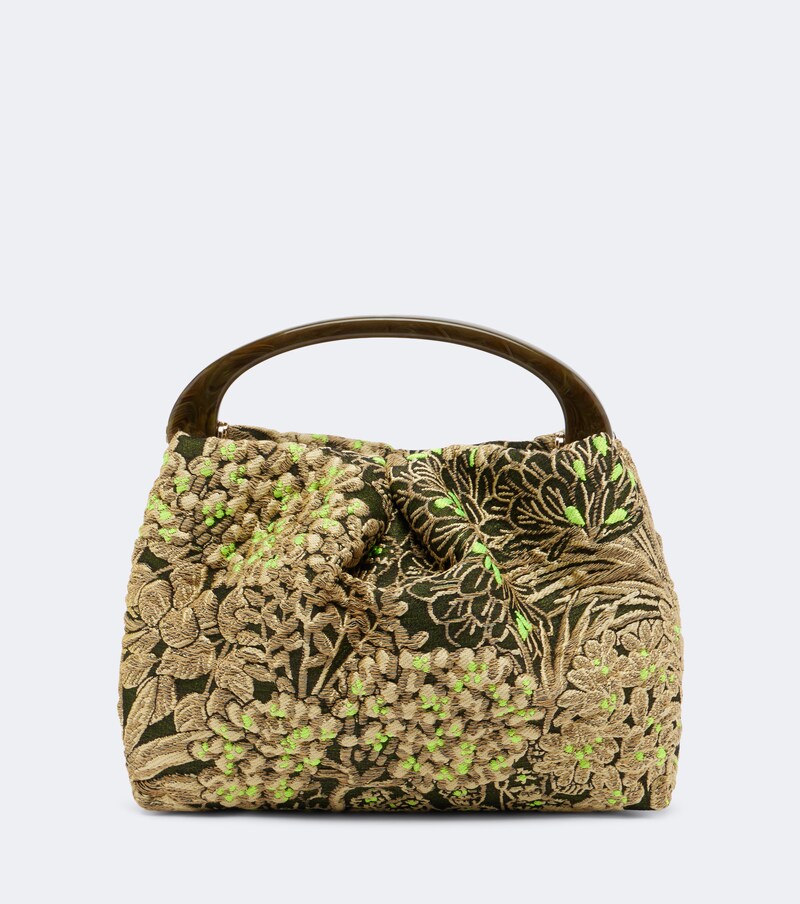 Small floral jacquard top-handle bag