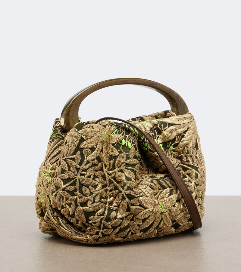 Small floral jacquard top-handle bag