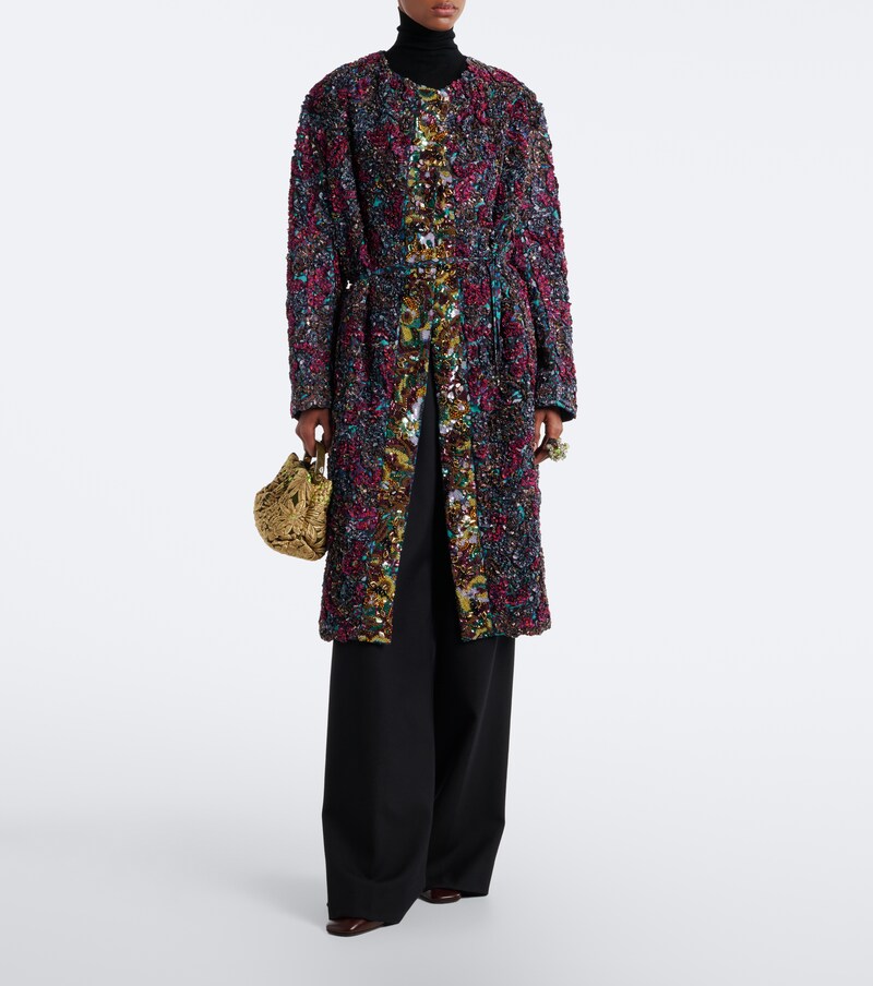 Small floral jacquard top-handle bag