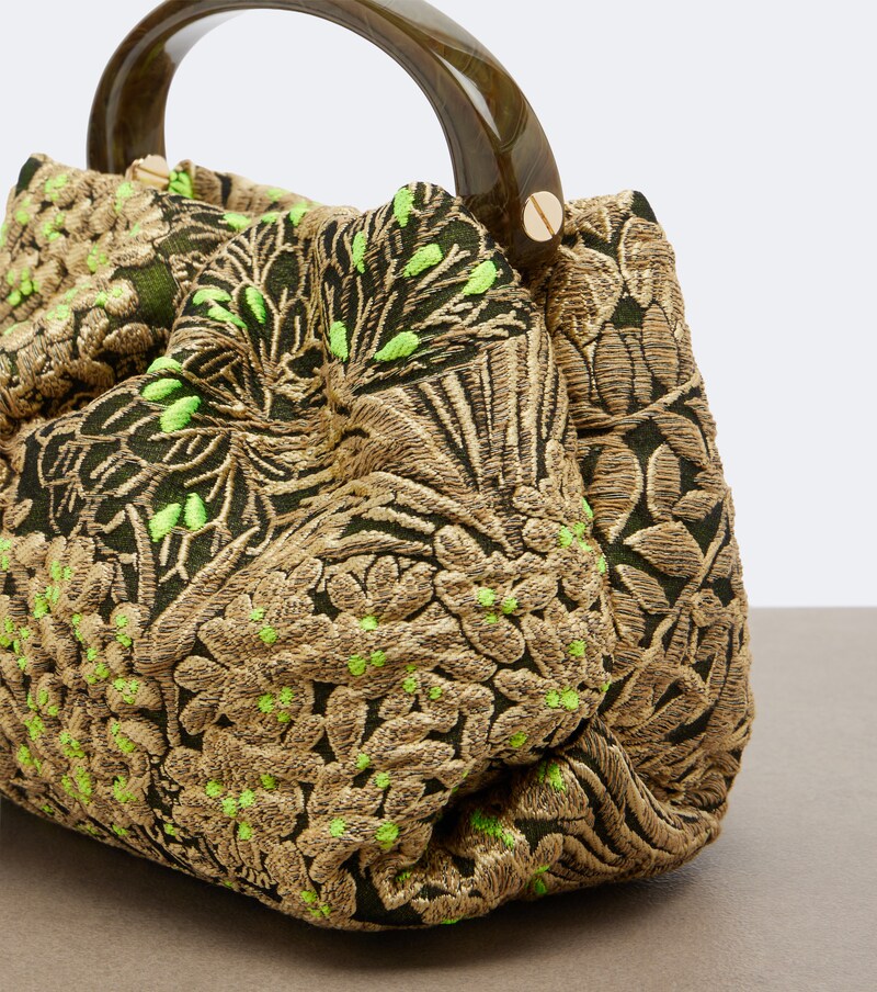 Small floral jacquard top-handle bag