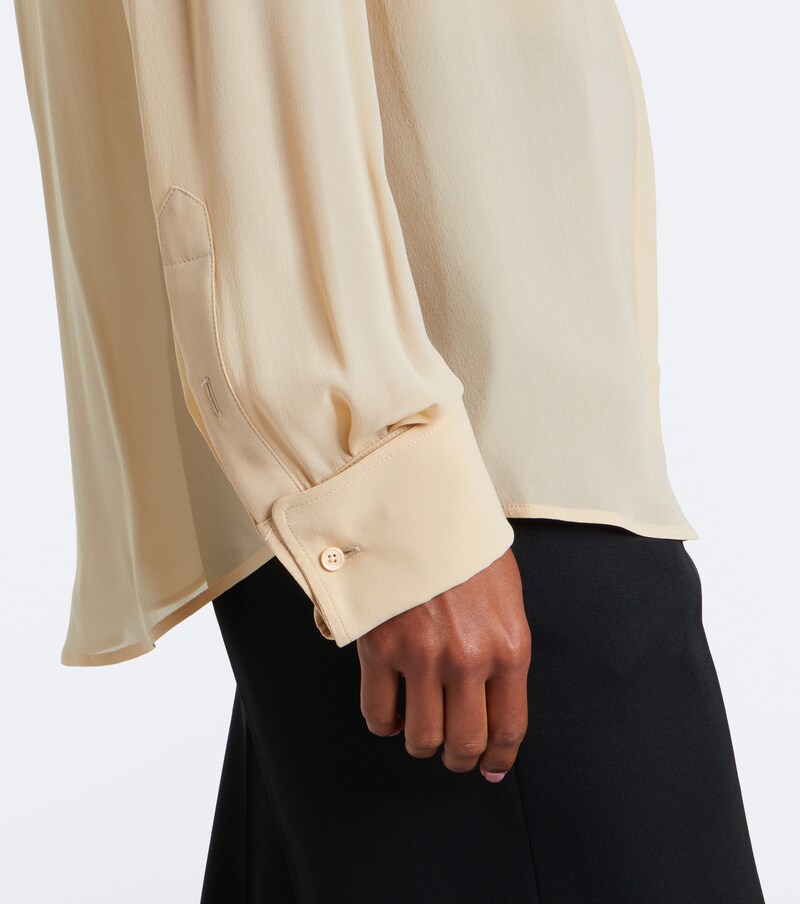 Lace-trimmed silk georgette shirt