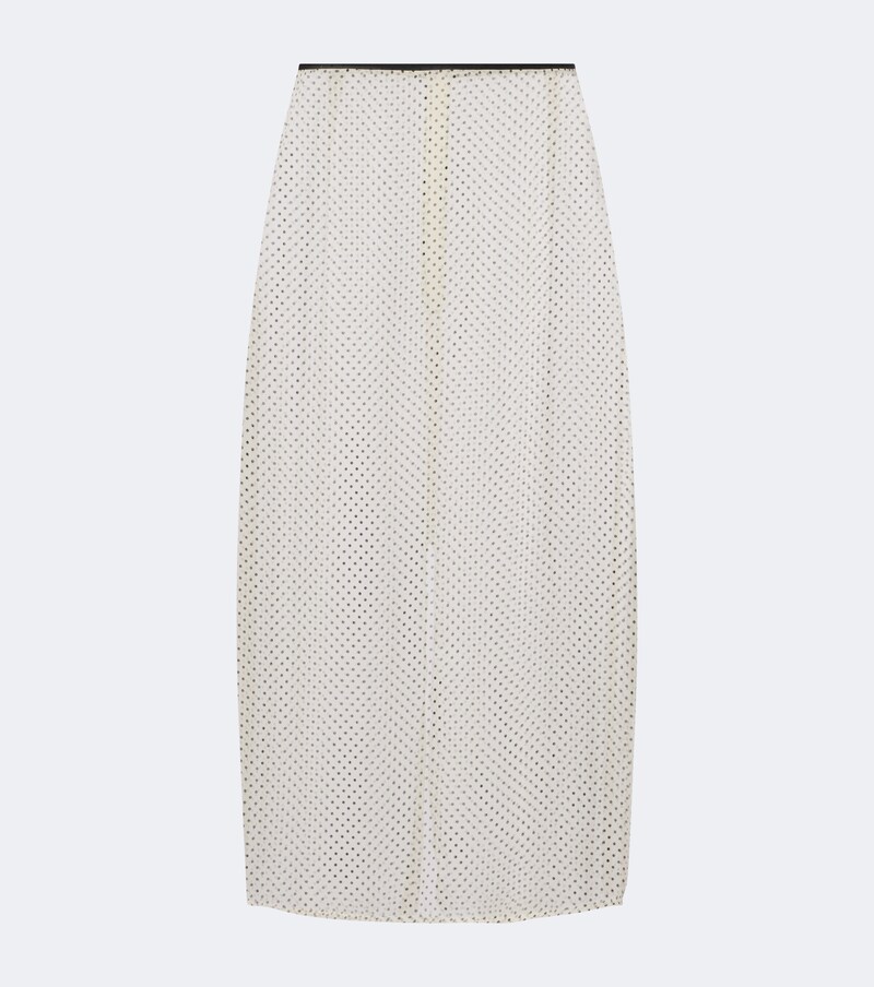Polka-dot sheer midi skirt