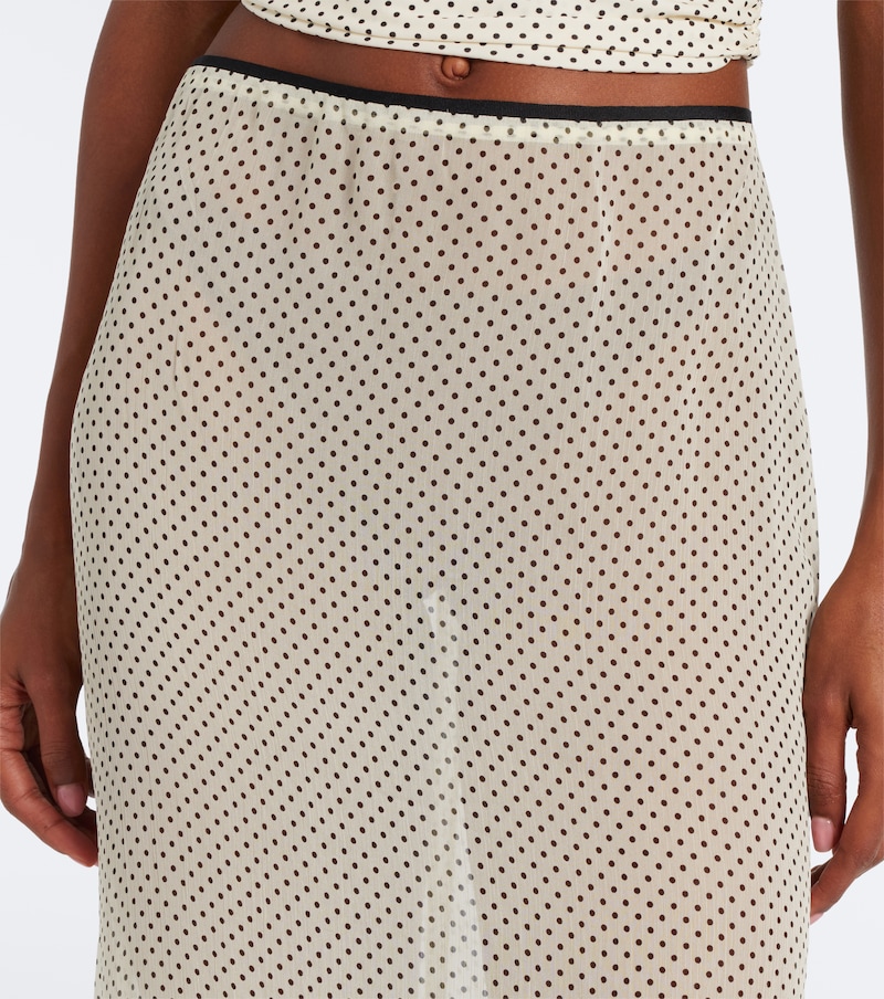 Polka-dot sheer midi skirt