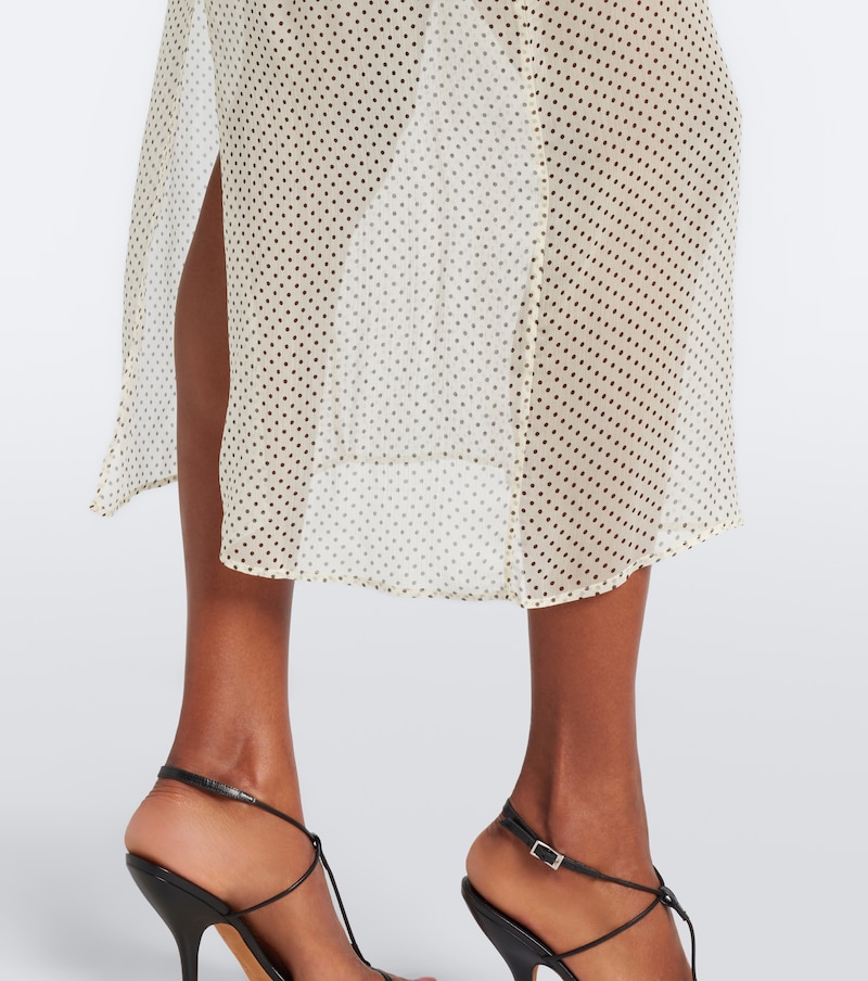 Polka-dot sheer midi skirt