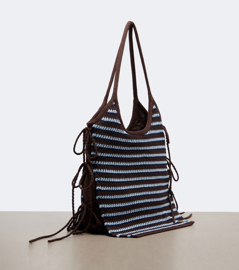 Ivy crochet striped tote bag