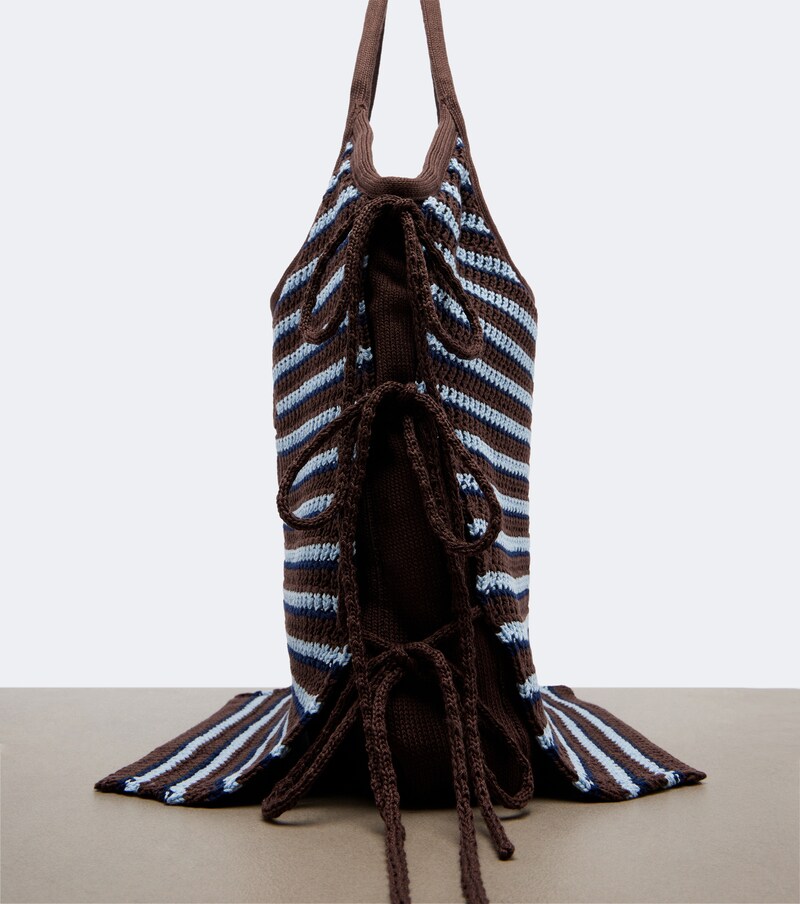 Ivy crochet striped tote bag