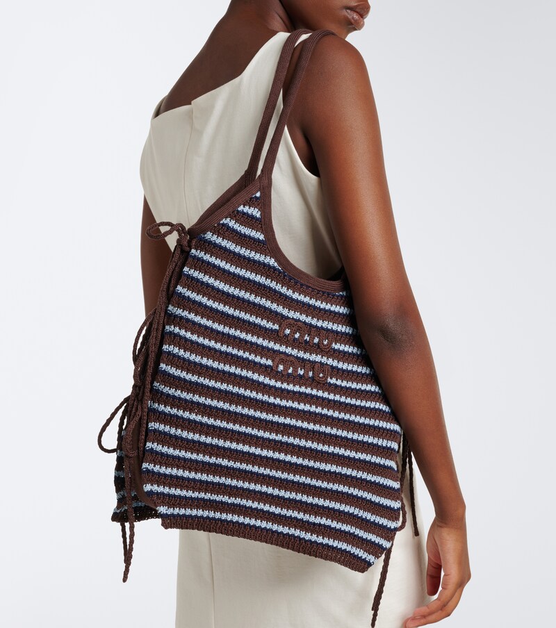 Ivy crochet striped tote bag
