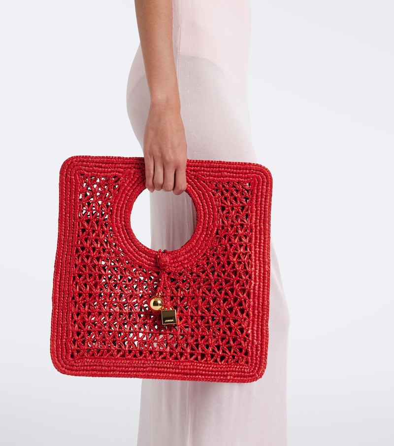 Spiaggia Small raffia top-handle bag