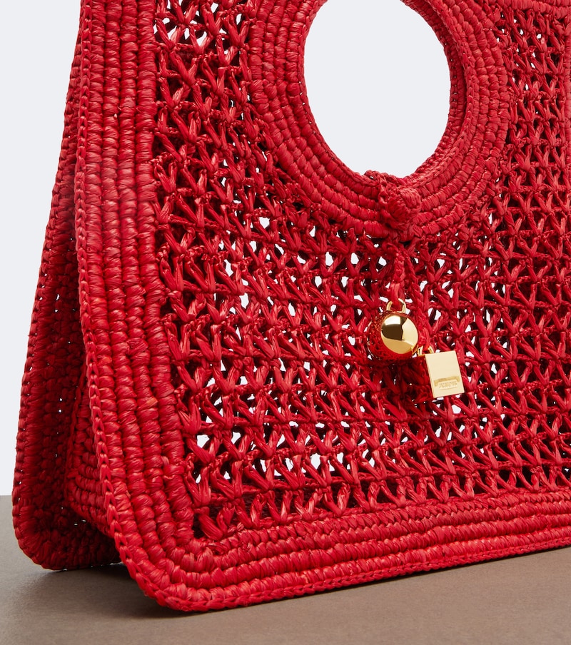 Spiaggia Small raffia top-handle bag