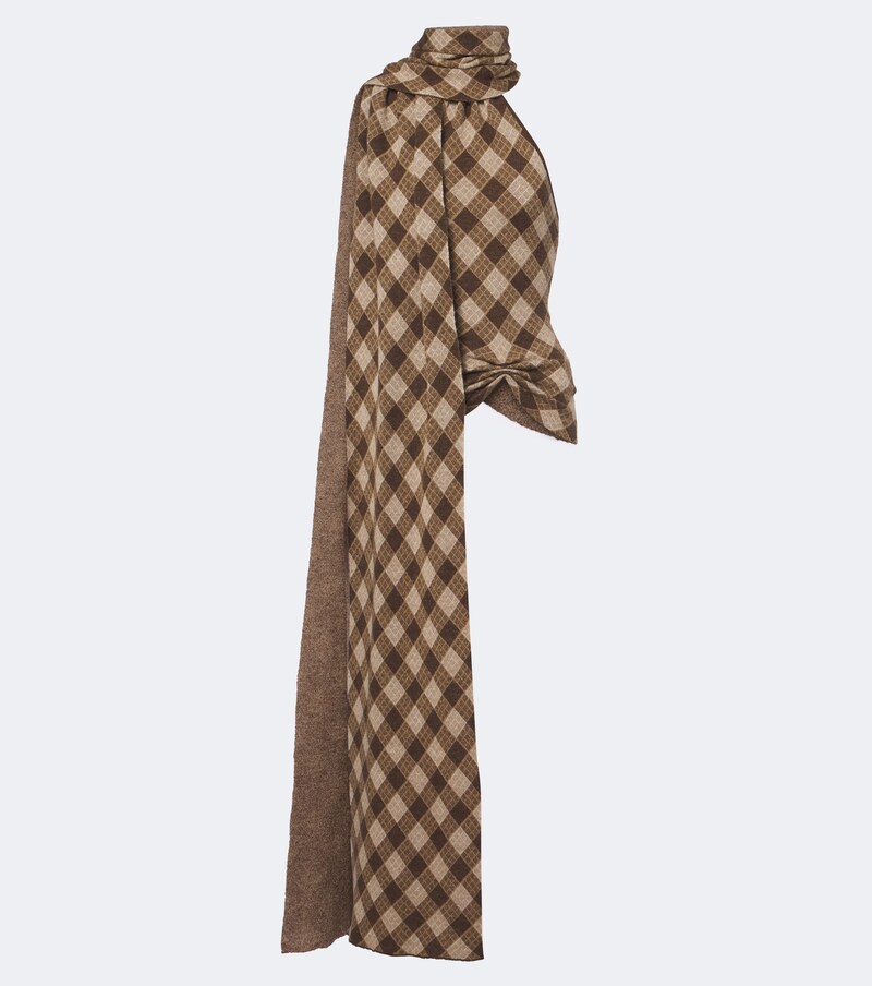 Kae scarf-detail plaid halterneck top