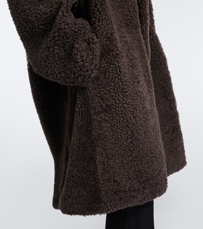 Leather-trimmed reversible cashmere coat