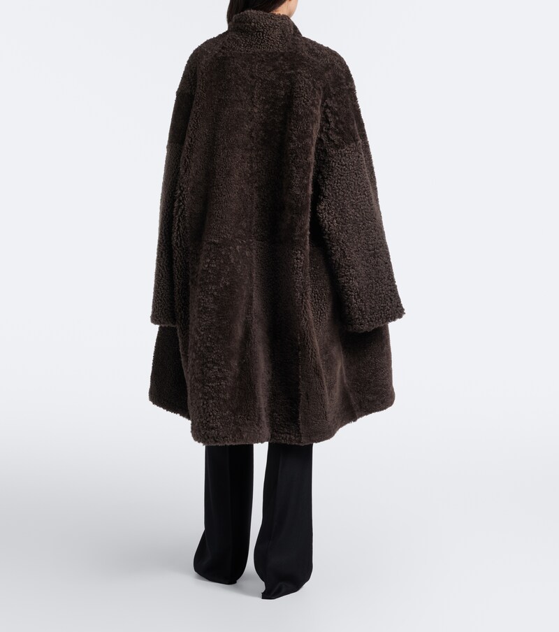 Leather-trimmed reversible cashmere coat