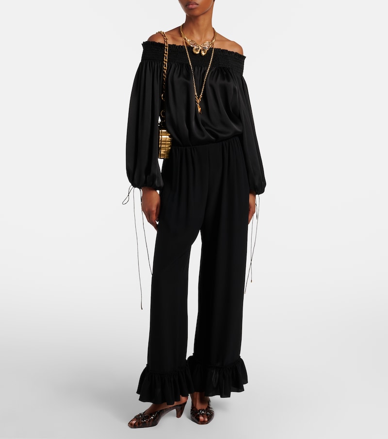Silk crêpe de chine wide-leg pants