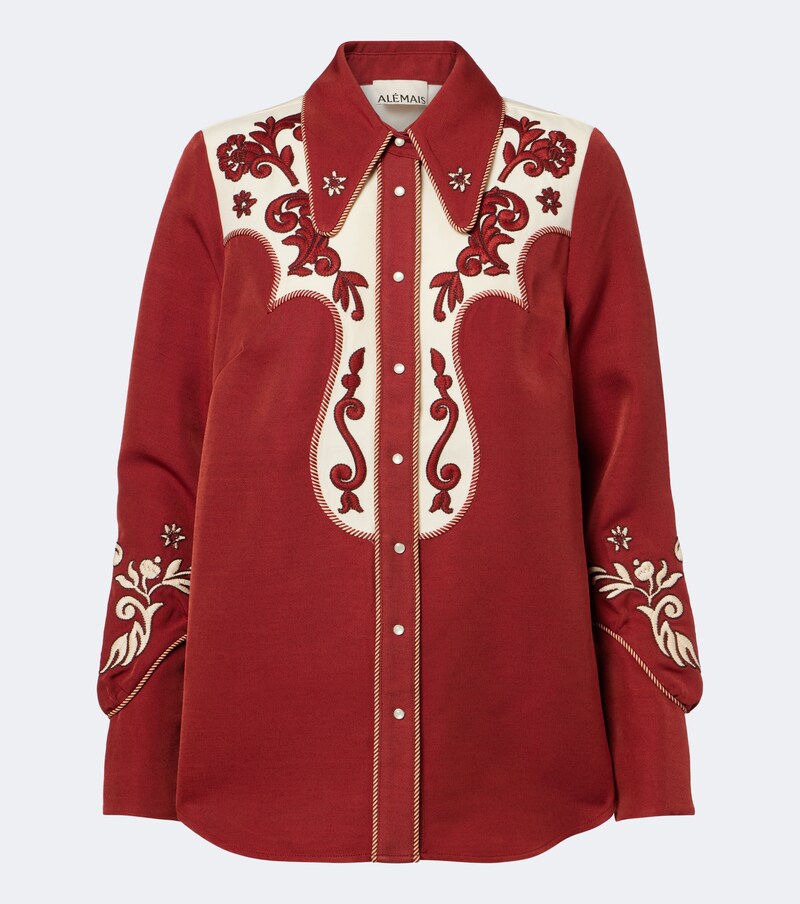 Duke embroidered wool-blend shirt