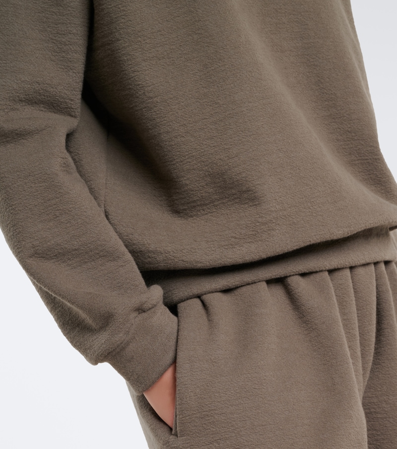 Cotton-blend fleece polo sweater