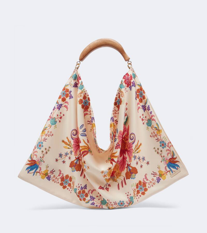 Scarf Medium floral satin tote bag