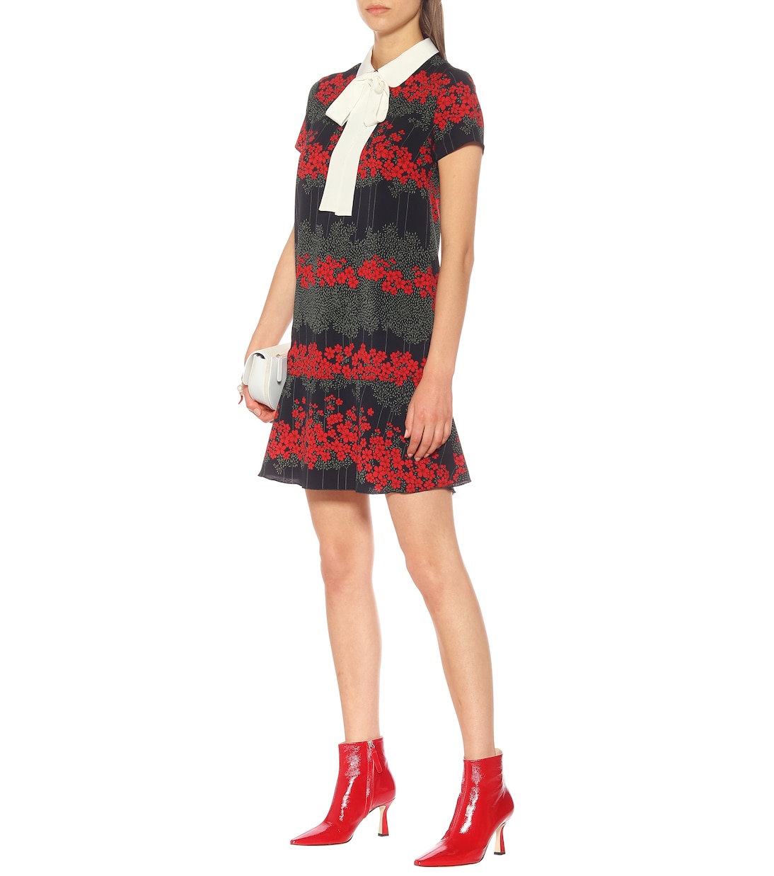 Robe imprimée en crêpe à lavallière | REDValentino