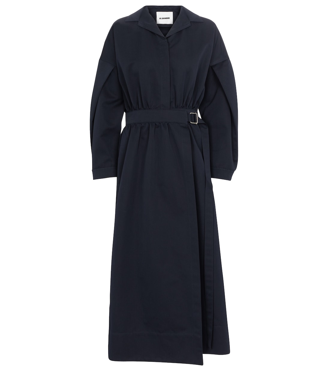 Belted cotton-blend midi dress | Jil Sander