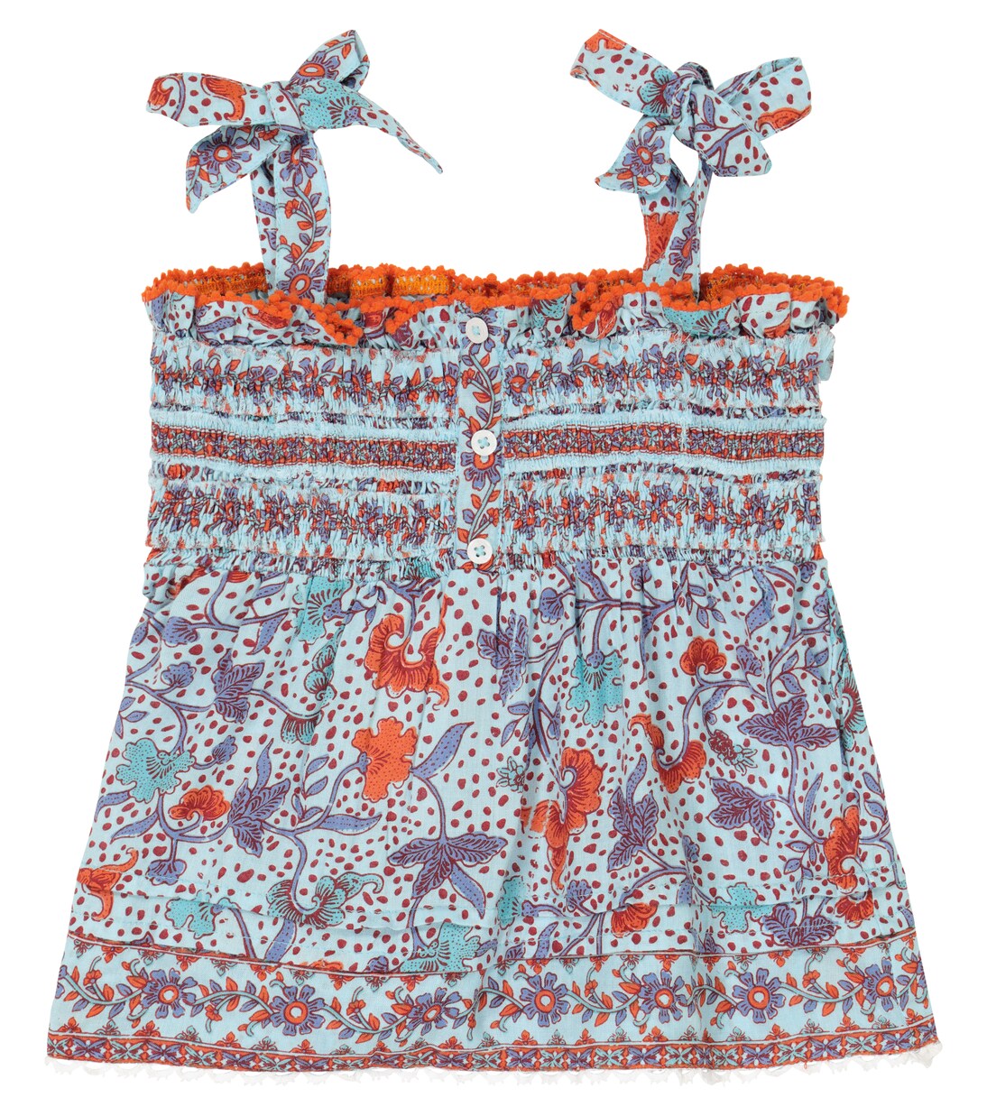 Top Cindy nido de abeja floral | Poupette St Barth Kids