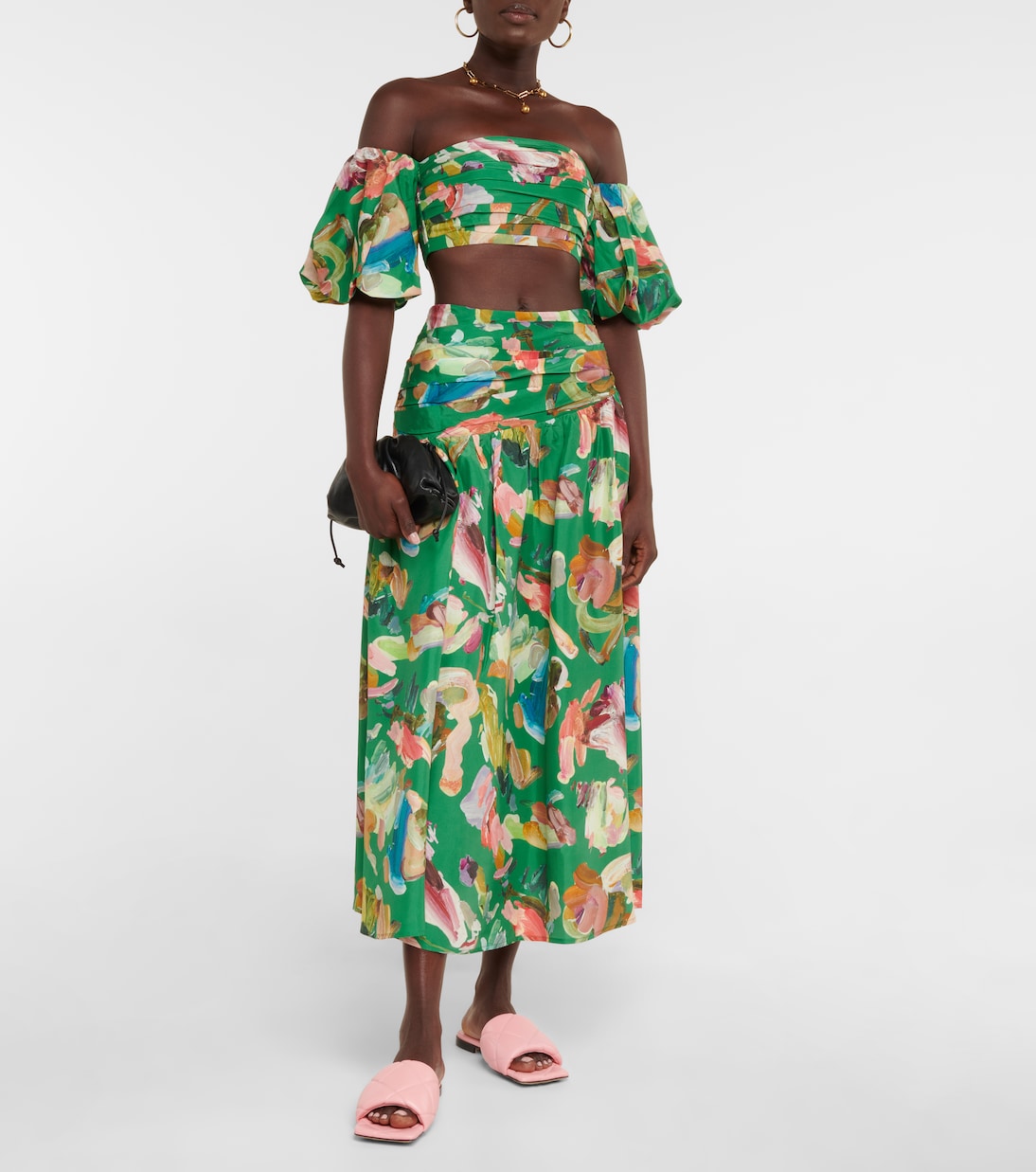 Top cropped Arlo in seta con stampa | Alémais
