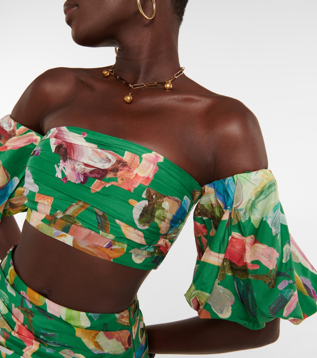 Top cropped Arlo in seta con stampa | Alémais