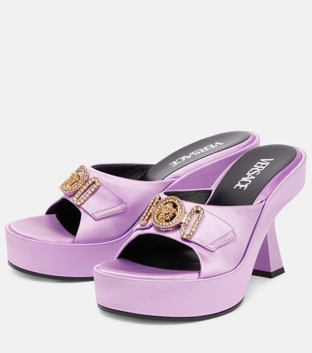Medusa Biggie satin mules | Versace