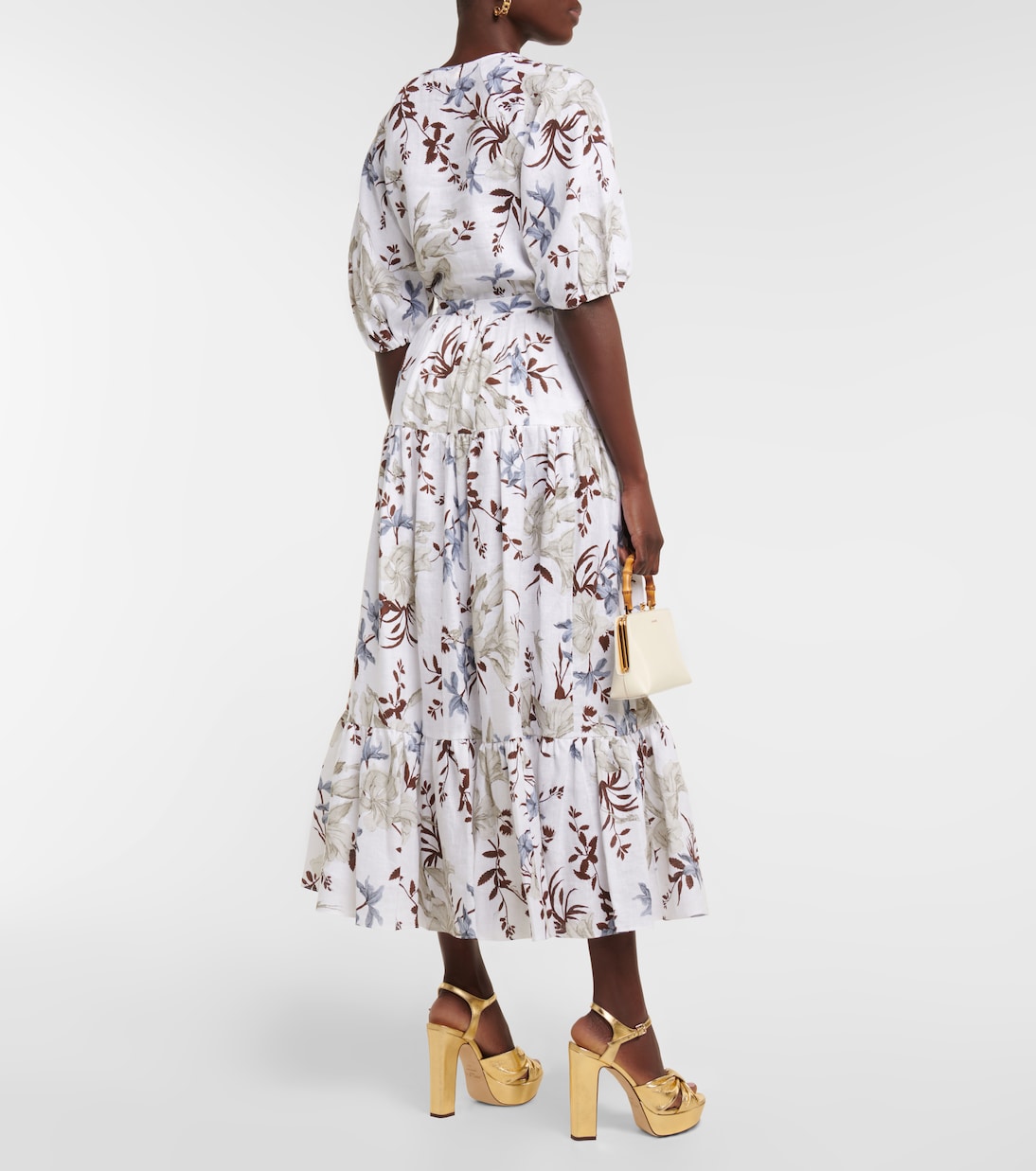 Falda midi Olympia de lino estampada | Erdem