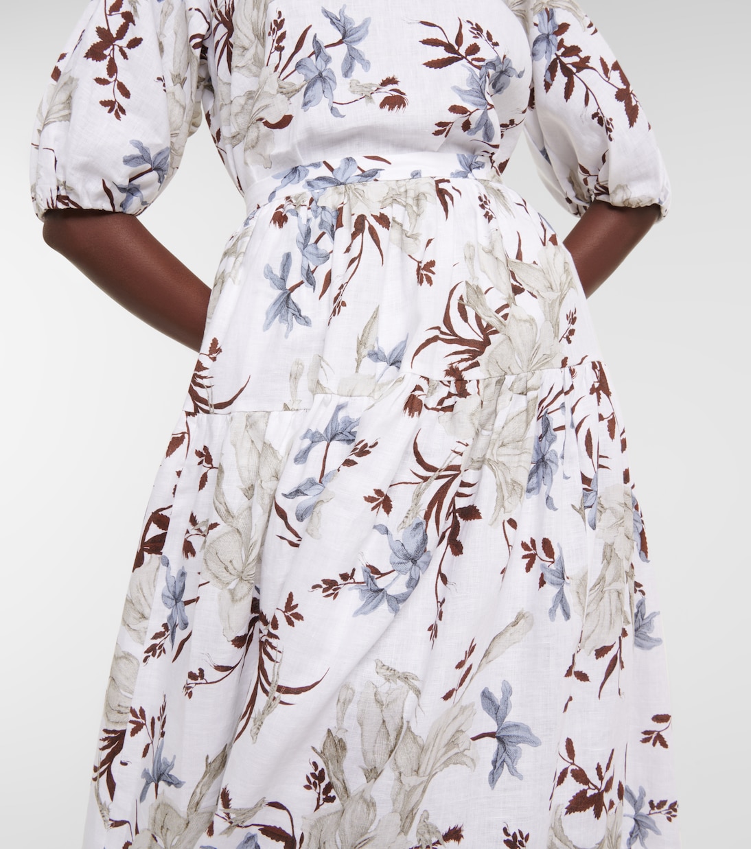 Falda midi Olympia de lino estampada | Erdem
