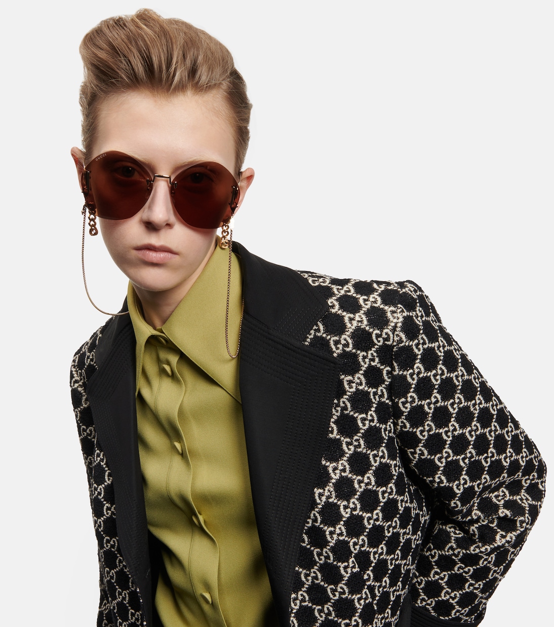 Gafas de sol redondas con cadena | Gucci