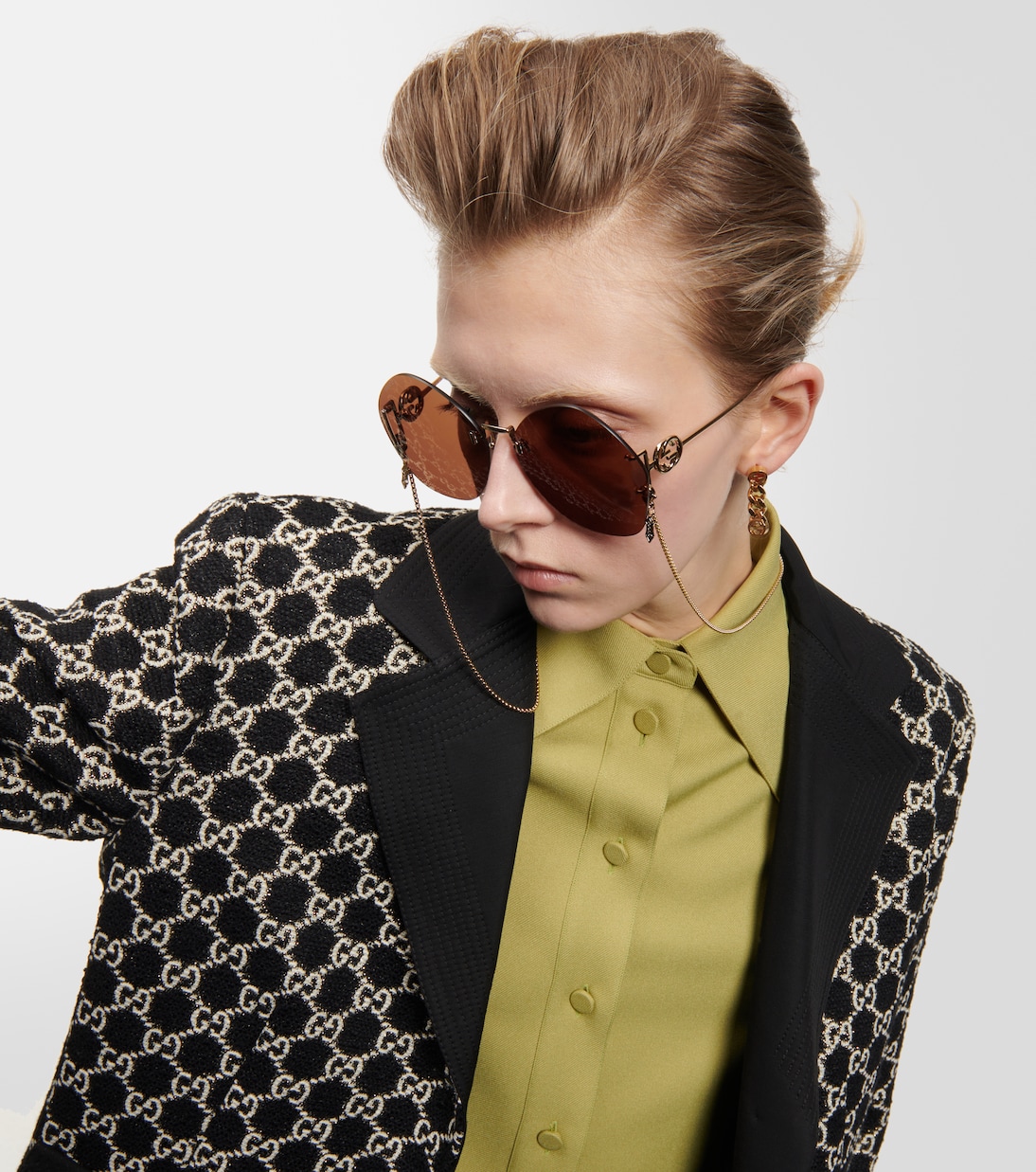Gafas de sol redondas con cadena | Gucci