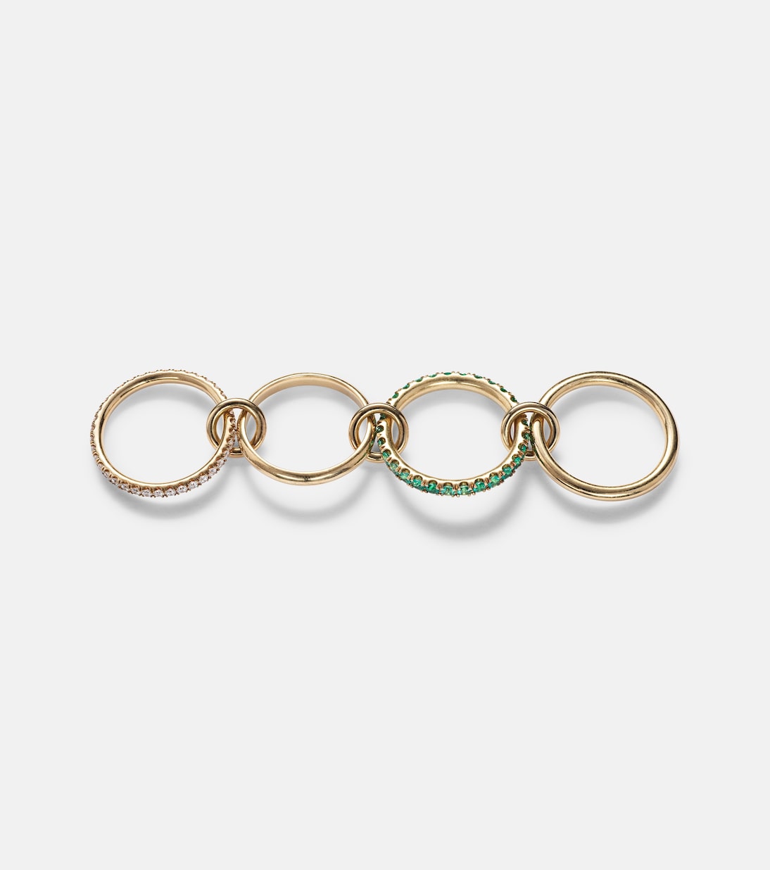 Set de 4 bagues Halley en or 18 ct, émeraudes et diamants | Spinelli Kilcollin