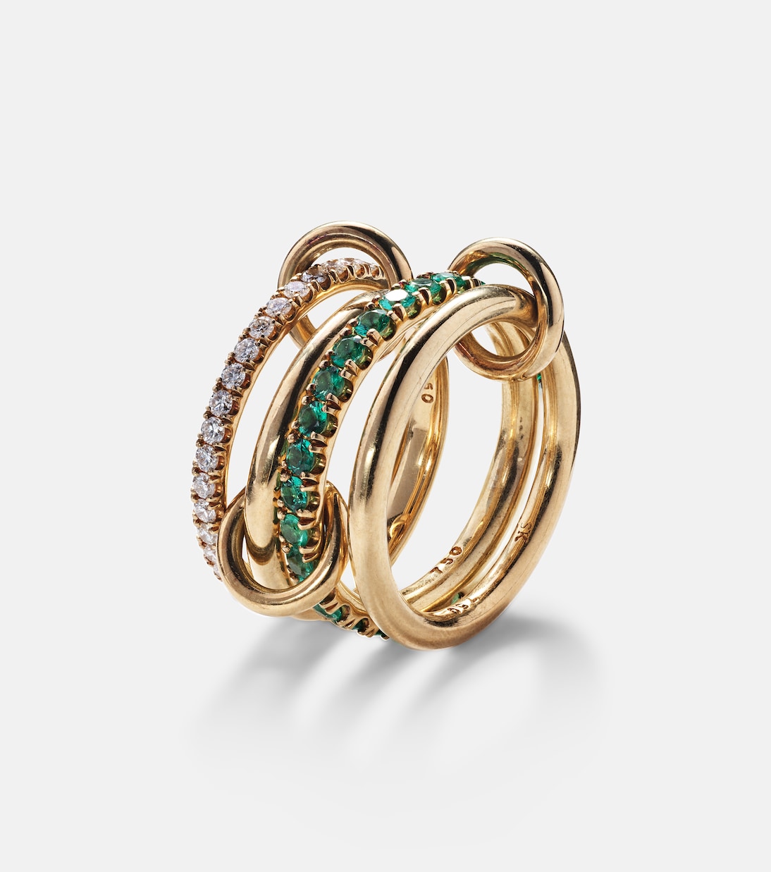 Set de 4 bagues Halley en or 18 ct, émeraudes et diamants | Spinelli Kilcollin