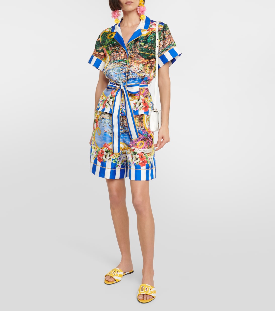 Shorts Portofino in seta a vita alta | Dolce&Gabbana