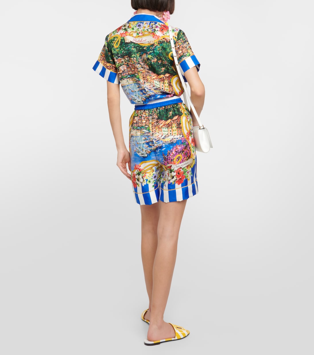 Shorts Portofino in seta a vita alta | Dolce&Gabbana