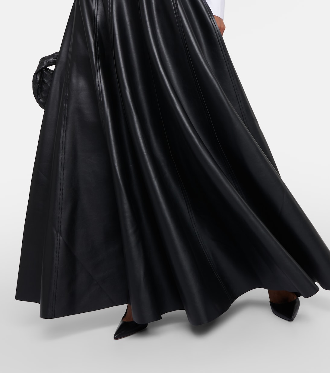Jupe longue Grace en cuir synthétique | Norma Kamali