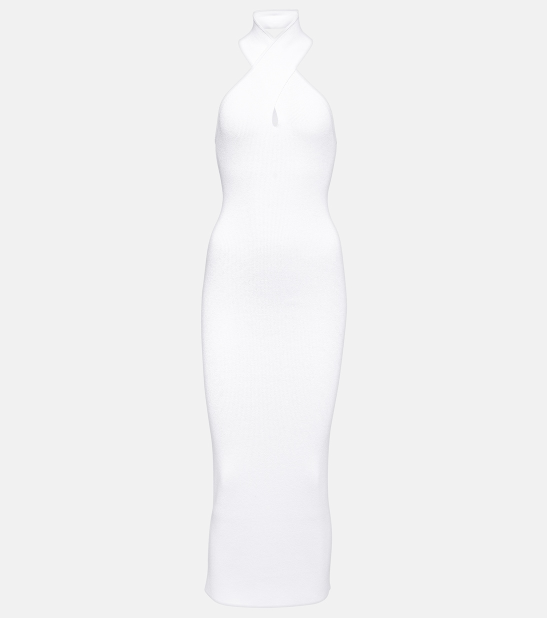 Vestido ajustado de corte medio con detalle de tirantes al estilo Alaïa para jóvenes modernos