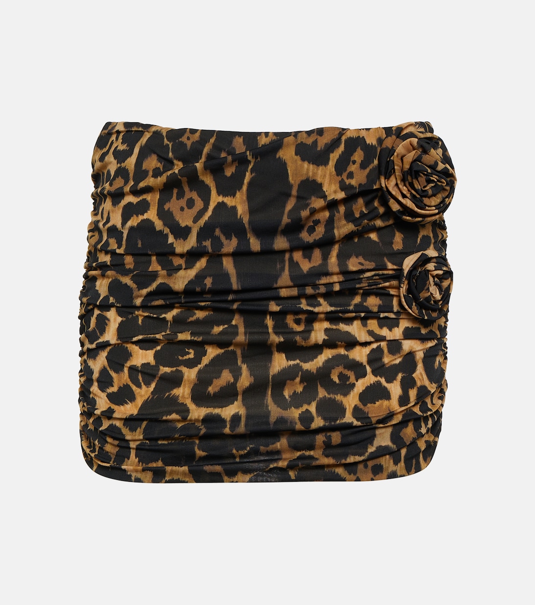 Floral-appliqué leopard-print miniskirt | Blumarine