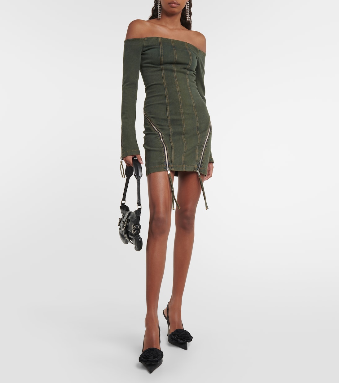 Miniabito di jeans con scollo bardot | Blumarine