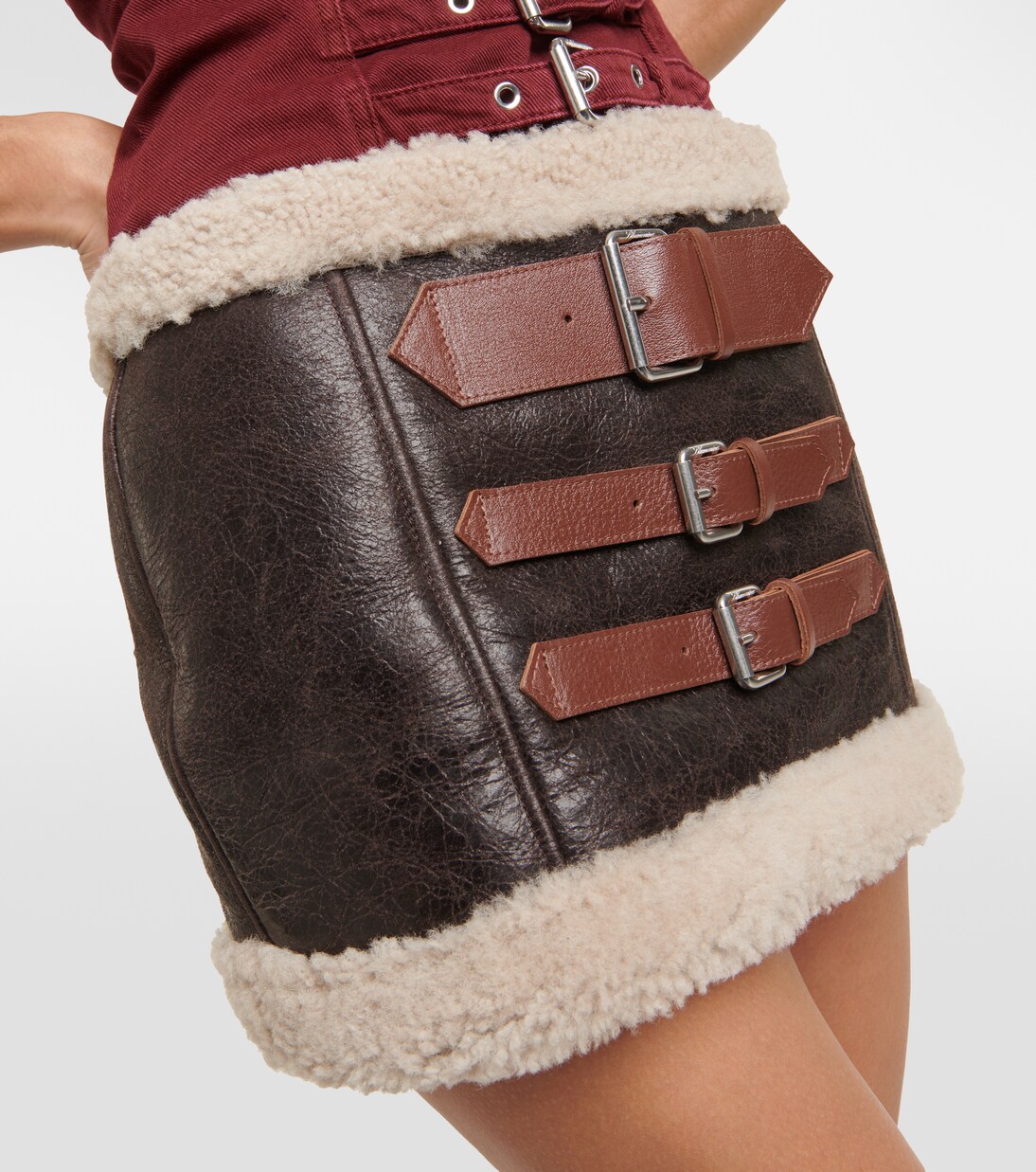 Minifalda de piel con borrego | Blumarine