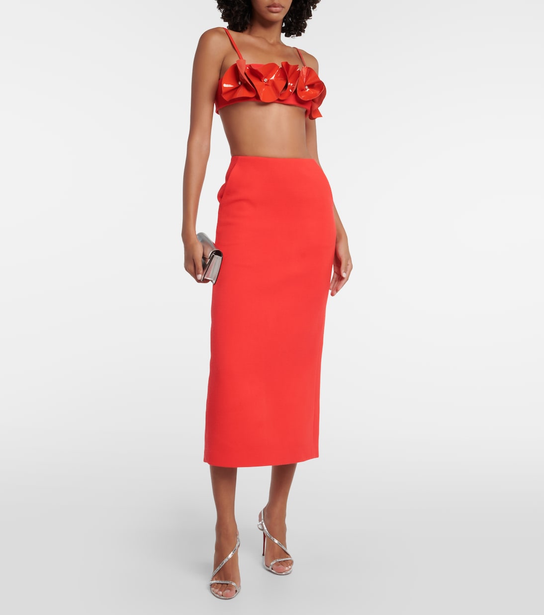 Floral-appliqué wool crepe top | David Koma