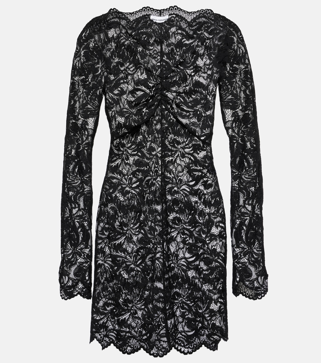 Miniabito in pizzo con scollo bardot | Rabanne