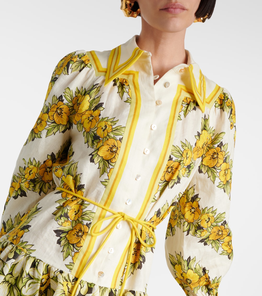 Gisela floral linen shirt dress | Alémais