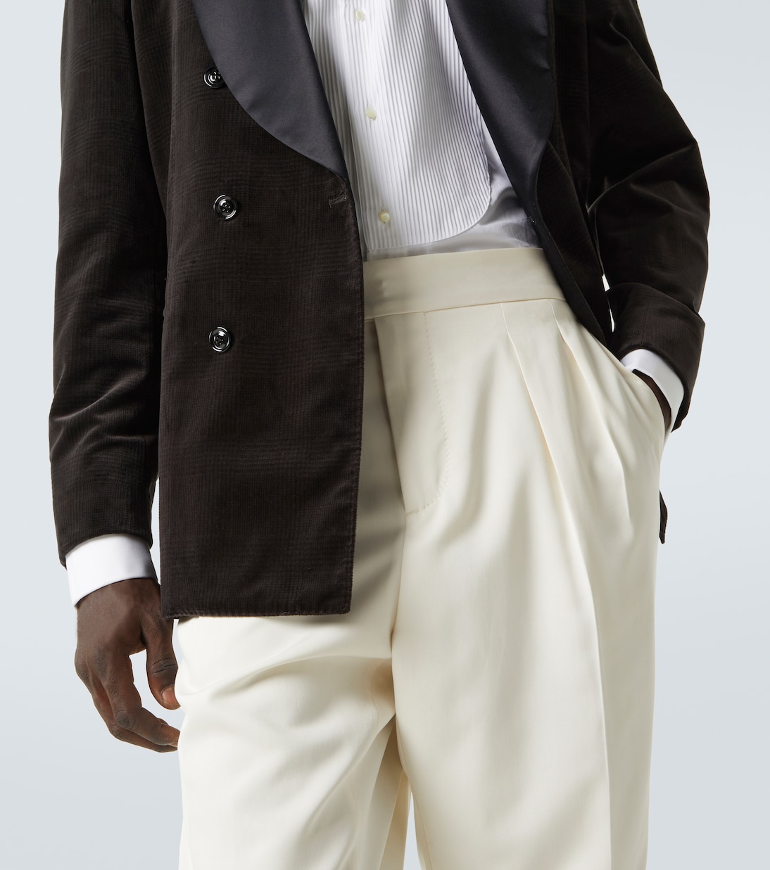 Pantaloni da smoking in twill di seta | Brunello Cucinelli