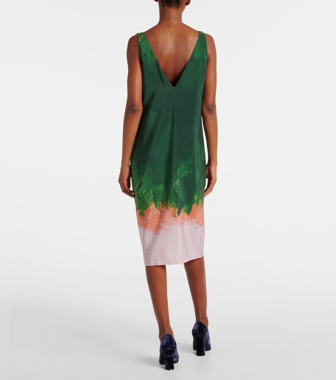 Robe midi imprimée en soie mélangée | Dries Van Noten