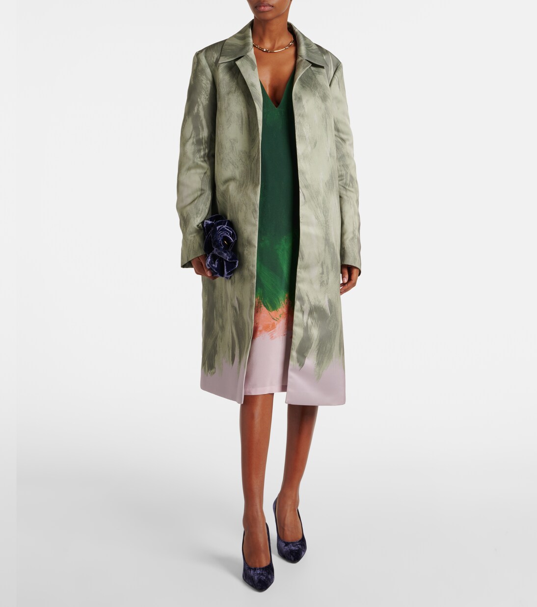 Robe midi imprimée en soie mélangée | Dries Van Noten