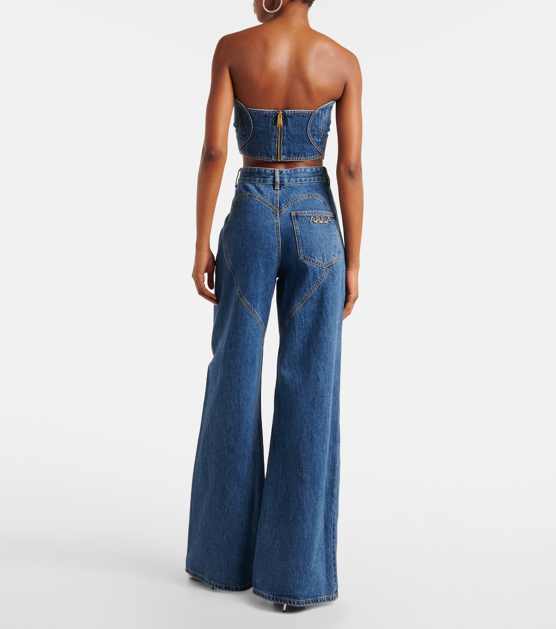 Jeans a gamba larga e vita alta con cut-out | Area