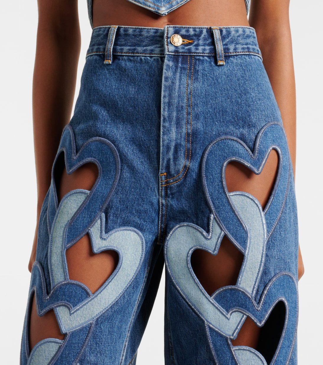 Jeans a gamba larga e vita alta con cut-out | Area